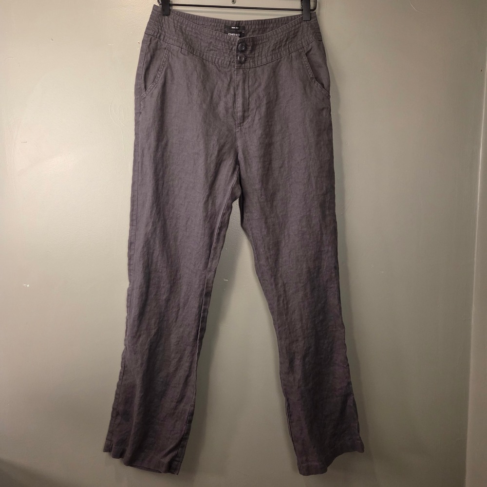 Jones New York Women's 100% Linen Straight Leg Pants Gray Size 8